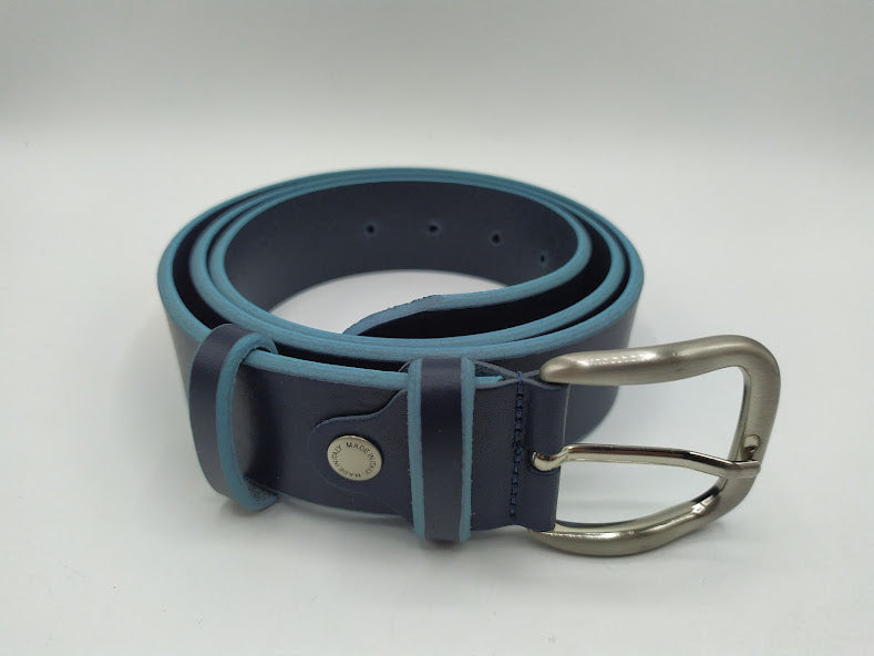 Light Blue Edge Leather Belt