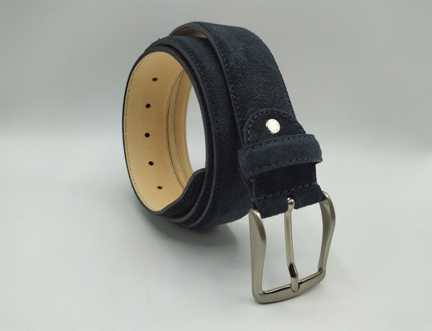 4cm suede belt with natural leather interior