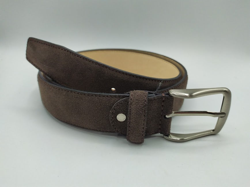 4cm suede belt with natural leather interior