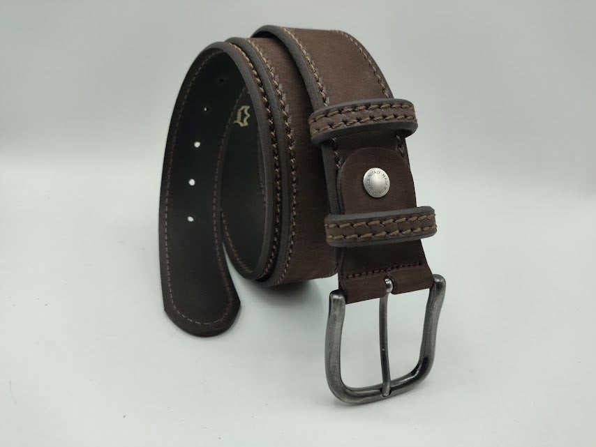 4cm Nubuck Sports Belt Stitched with Marcapunto