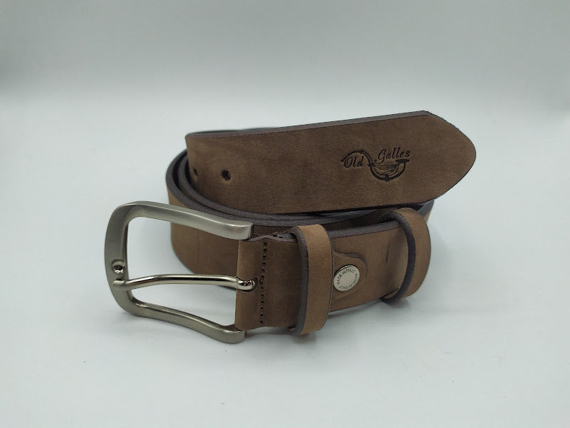 Nubuck leather belt with logo