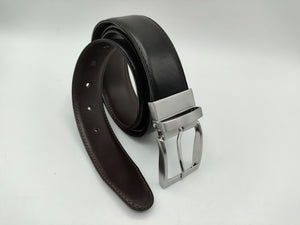 Men's leather belt with nickel free rotating buckle