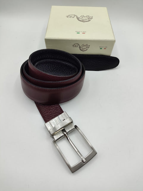 Men's leather belt with nickel free rotating buckle