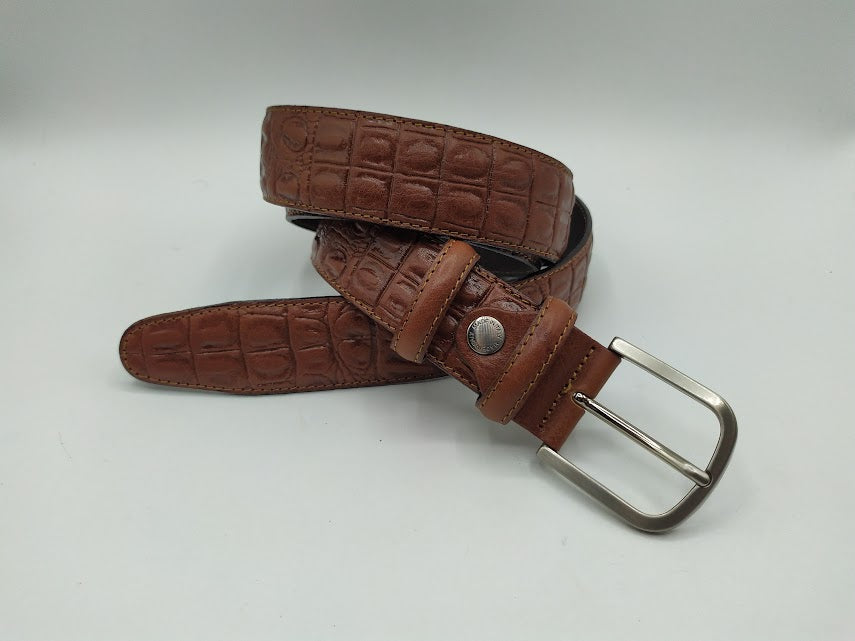 Crocodile-Style Calfskin Belt