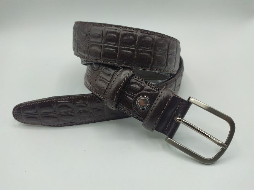 Crocodile-Style Calfskin Belt