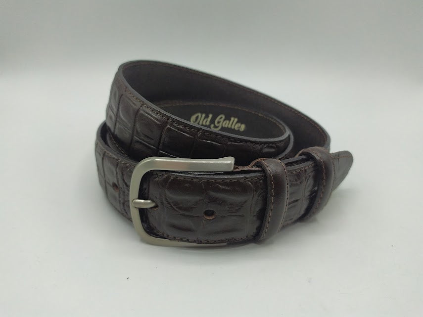 Crocodile-Style Calfskin Belt