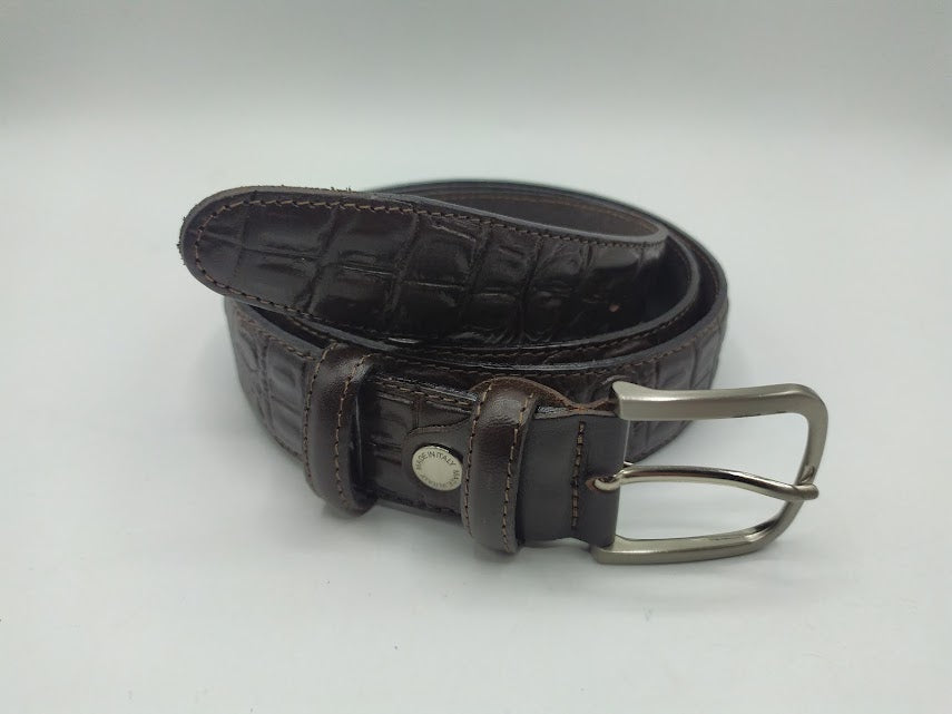 Crocodile-Style Calfskin Belt