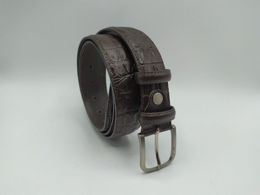 Crocodile-Style Calfskin Belt