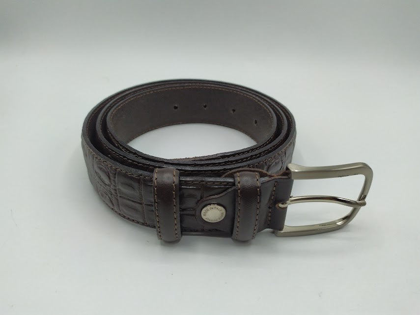 Crocodile-Style Calfskin Belt