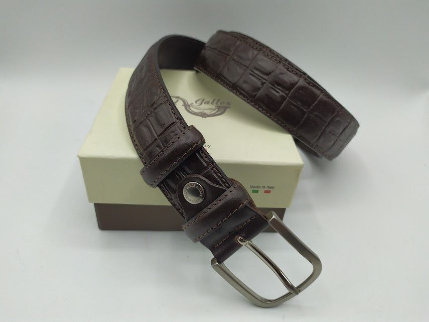 Crocodile-Style Calfskin Belt