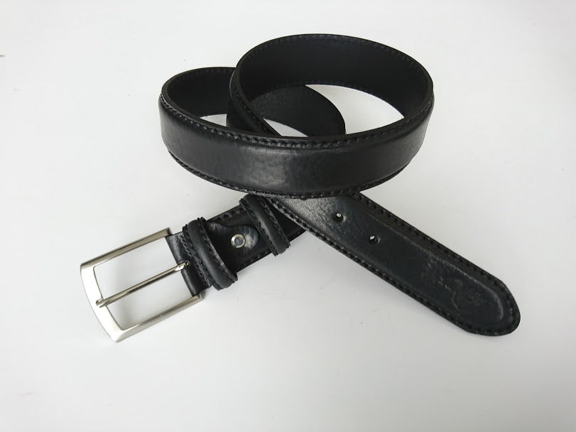 Logo Embossed Greased Leather Belt