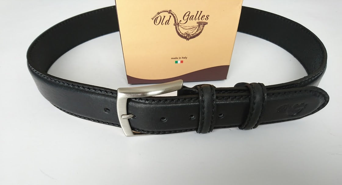 Logo Embossed Greased Leather Belt