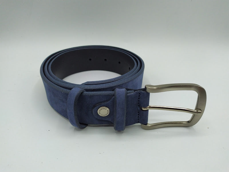Nubuck leather belt with logo