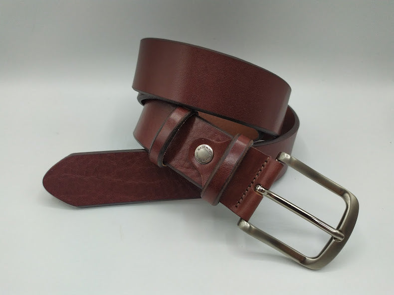 Logo Embossed Leather Belt