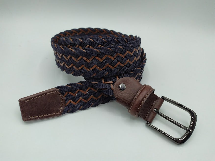 Braided Belt in Leather and Fabric