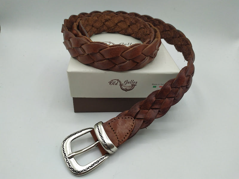 Hand woven leather belt