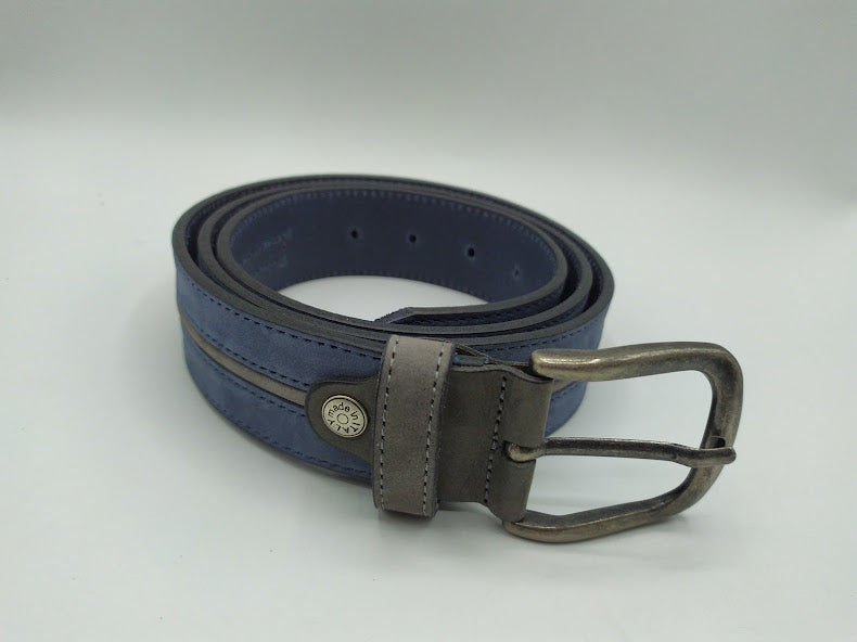 Sports belt in nubuck with central insert